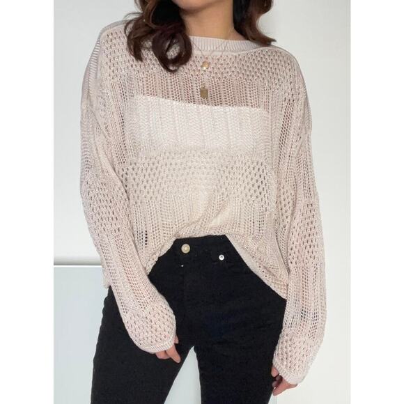 All Saints Sz XS Oversized Slouchy Fit Open Crochet Knit Estero Jumper Viscose - Picture 1 of 14